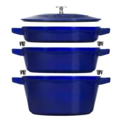 Staub Stackable Cocotte, Braiser, And Grill Pan With Lid | Dark Blue