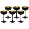 Stolzle 7.75oz Olympia Crystal Champagne Saucer Coupe Glasses - Set Of 6 | Black & Gold -Kitchen Utensils 273 92 08r
