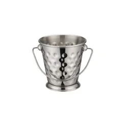 Winco 3.5" X 3.625" Mini Pail | Hammered Stainless Steel