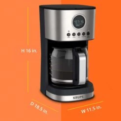 Krups Essential Brewer 12-Cup Digital Drip Coffee Maker | Stainless Steel 13 Krups Essential Brewer 12-Cup Digital Drip Coffee Maker | Stainless Steel -Kitchen Utensils dimensions 2