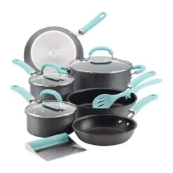 Rachael Ray 11-Piece Hard Anodized Cookware Set | Light Blue