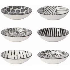 Now Designs By Danica 2oz Pinch Bowls (Set Of 6) | Black Bits & Dots