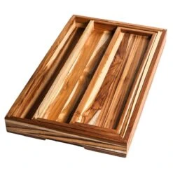 TeakHaus Timeless Edge Grain Nesting Rectangle Trays With Handgrips | Set Of 3